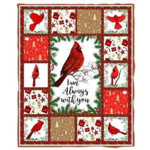 1pc Soft and Cozy Cardinal Print Throw Blanket 50” x 60” “ I AM ALWAYS WITH YOU”